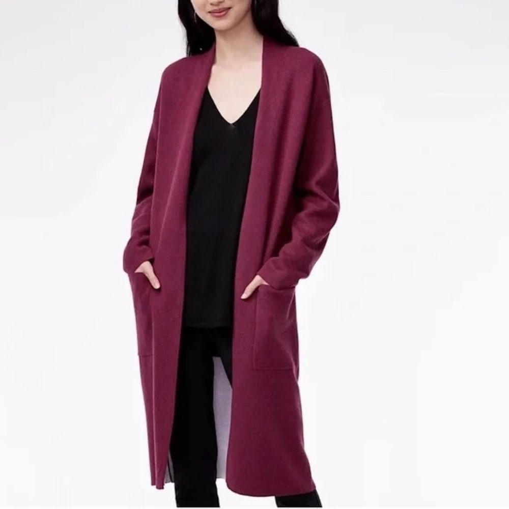 Aritzia Babaton Lance Wool Cardigan in Burgundy SIZE S